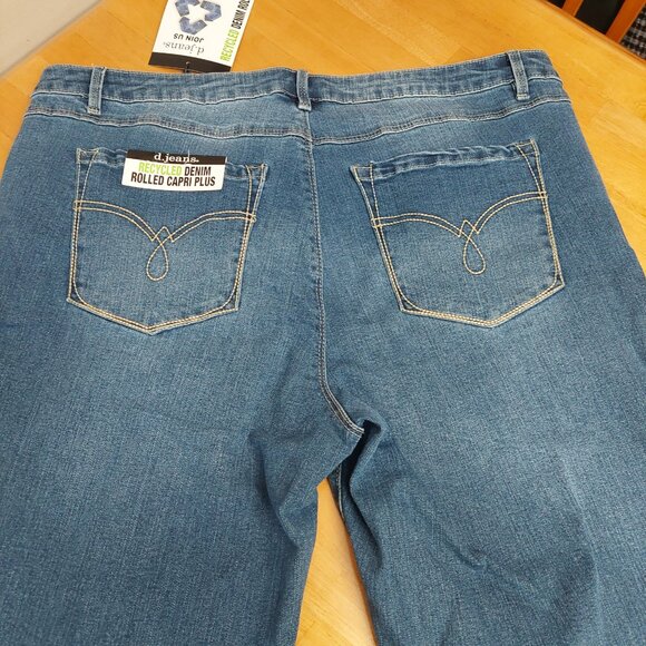 Women's D.JEANS Plus Size Recycled Denim Rolled Capri Blue Jeans Size 20 - Picture 7 of 11
